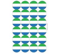 Sierra Leone National Flag Circular Matt Paper Stickers A4 Sheet of 24 (Each Sticker is 45mm Diameter)