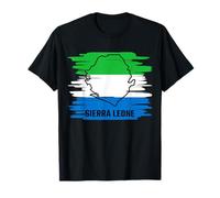 Sierra Leonean flag by brush, sketch of Sierra Leone map T-Shirt