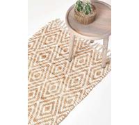 Sierra Neutral Diamond Pattern Hemp Chindi Hall Runner, 66 x 200 cm Homescapes Natural 66cm x 200cm