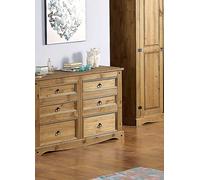 Sierra Pine 3+3 Wide Chest of Drawers Black