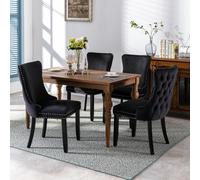 Sierra Set of 6 Lux Velvet Tufted Dining Chairs for Kitchen Dining Room HomeTouch Black 6 Pack
