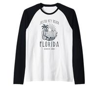 Siesta Key Beach Florida Sunset Raglan Baseball Tee