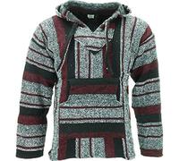 Siesta Mexican Baja Hoodie Maroon Black - M