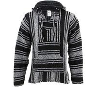 Siesta Mexican Baja Jerga Hoody - Black & White (Medium)