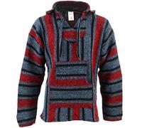 Siesta Mexican Baja Jerga Hoody - Blue & Red (X-Large)