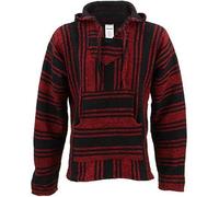 Siesta Mexican Baja Jerga Hoody - Red & Black (Large)