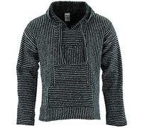 Siesta Mexican Baja Jerga Hoody - Thin Black White (Large)