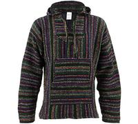 Siesta Mexican Baja Jerga Natural and Black Hooded Hippie top