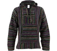Siesta Mexican Baja Jerga Natural and Black Hooded Hippie top