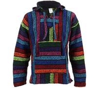 Siesta Mexican Baja Jerga Natural and Black Hooded Hippie top