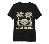 Siesta Sagrada Hammock Palm Trees Linocut Art Tropical Premium T-Shirt