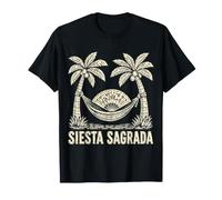 Siesta Sagrada Hammock Palm Trees Linocut Art Tropical T-Shirt