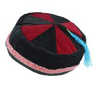 Siesta Smoking Hat Velvet Thinking Lounging Cap Nepalese Black & Red - Large