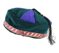 Siesta Smoking Hat Velvet Thinking Lounging Cap Nepalese Green Purple - Large