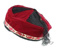 Siesta Smoking Hat Velvet Thinking Lounging Cap Nepalese Red Black - Medium
