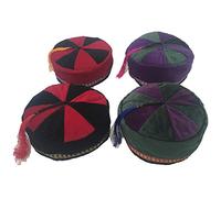 Siesta Velvet Smoking Hat Cap Fez FES Unisex Men's Women's for Fancy Dress, Festivals and Parties (Green Rim & Purple, 59cm)