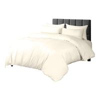 Siesta Zen 100% Cotton Egyptian Duvet Cover Set, 300 Thread Count, Ultra-Soft & Breathable Bedding, Button Closure, Durable Percale Weave, Luxury Comfort Night’s Sleep (Cream, Double)