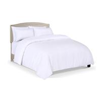 Siesta Zen Premium 100% Cotton Duvet Cover Set 200 Thread Count Percale weave Non Iron Easy Care Bedding Set with Free Pillowcases Lightweight & Hypoallergenic (White, Super King)