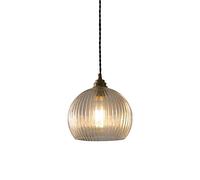 Siet Ribbed Glass Pendant Light Globe Drop Ceiling Lamp, Modern Hanging Lighting Fixture E27 Mini Chandelier, Kitchen Island Dining Room Bedroom Home Decor Suspended Lamps