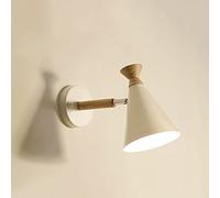 Siet Wood Wall Lamp Nordic Metal Shade Wall Sconce, Modern Bedside Wall Lights Reading Lamps for Bedroom Bedside Living Room Study Office Library Indoor Lighting Fixtures