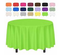 SietDESEO 4 Pack Lime Green Tablecloth Round 84 x 84 Circle Plastic Table Cloth Disposable Round Table Cover for Party Picnic Wedding Baby Shower Plastic Tablecloth Round