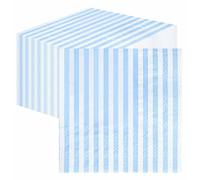 SietDESEO 50 Pieces 3-ply Light Blue Striped Napkins Disposable Folded 5 x 5 Inches Cocktail Napkins Paper for Dinner Wedding Birthday Party Red Dessert Napkin