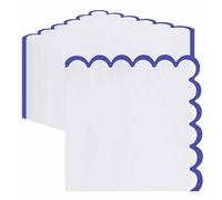 SietDESEO 50 Pieces 3-ply Royal Blue Scalloped Napkins Folded 5 x 5 Inches Disposable Paper Napkin Cocktail Napkins for Dinner Wedding Birthday Party
