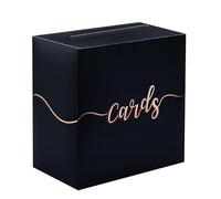 SietDESEO Card Box for Party Black Card Box with Rose Gold Foil Design Money Card Box Gift Card Box Holder for Wedding Reception Retirement Graduation Baby Shower Birthday Card Box