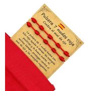 SIETE NUDOS® - Original 7 knots red evil eye bracelet - Red thread protection negative energy - Good luck charm - Woman man children couple friends, Desde 11 cm a 28 cm, Nylon, 0
