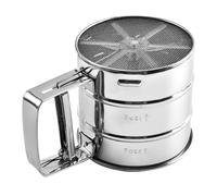 sieve， Flour Sifter Stainless Steel Gold/Silver Sieve Cup Powder Baking Tool Icing Sugar Mesh Colander Crank(Silver)