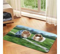 Sieve on The Grass Pet Food Mat 23.62x15.71in Absorbent Non-Slip PU Leather Feeding Mat for Dogs Cats Rubber Bottom Fast Drying Rollable Pet Bowl Placemat