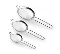Sieves and Strainers Set Metal Sieve Stainless Steel, Fine Mesh Strainer Pack of 3 Kitchen Mesh, Sive Cooking, Flour for Baking Rust Free Seive, Dishwasher Safe SIV, Colander