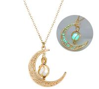 SIewee Fantasy Glow in the Dark Crescent Moon Necklaces - Jewelry Charms Pendants for Women - Fairy, witches, Space Necklace, currency, Metal, No Gemstone