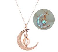 SIewee Fantasy Glow in the Dark Crescent Moon Necklaces - Jewelry Charms Pendants for Women - Fairy, witches, Space Necklace, currency, Metal, No Gemstone