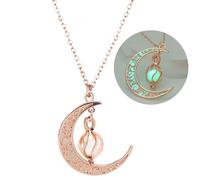 SIewee Fantasy Glow in the Dark Crescent Moon Necklaces - Jewelry Charms Pendants for Women - Fairy, witches, Space Necklace, currency, Metal, No Gemstone
