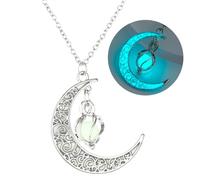SIewee Fantasy Glow in the Dark Crescent Moon Necklaces - Jewelry Charms Pendants for Women - Fairy, witches, Space Necklace, currency, Metal, No Gemstone