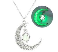 SIewee Fantasy Glow in the Dark Crescent Moon Necklaces - Jewelry Charms Pendants for Women - Fairy, witches, Space Necklace, currency, Metal, No Gemstone