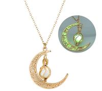 SIewee Fantasy Glow in the Dark Crescent Moon Necklaces - Jewelry Charms Pendants for Women - Fairy, witches, Space Necklace, currency, Metal, No Gemstone