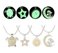 SIewee Fantasy Glow in the Dark Crescent Moon, Star, and Tortoise Necklaces - Jewelry Charms Pendants for Women - Fairy, witches, Space Necklace, Metal, No Gemstone