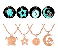SIewee Fantasy Glow in the Dark Crescent Moon, Star, and Tortoise Necklaces - Jewelry Charms Pendants for Women - Fairy, witches, Space Necklace, Metal, No Gemstone