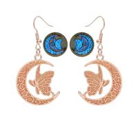 SIewee Fantasy Glow in the Dark Moon and Butterfly Earrings for Halloween and Christmas，Glowing Jewelry Earrings for Women ，Fairy Witch Earrings, universal, Metal, No Gemstone