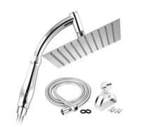 SIEYESCITY 8 Inch Large Square Rainfall Shower Head and Hose Set, Stainless Steel Rain Shower Head, 100 Silicone Waterfall Jets, Adjustable Angle, Universal G1/2 Connection
