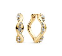 Sif Jakobs 18k Gold Plated Ellera Waves Altro Creolo SJ-E2762-Cubic Zirconia-YG Earrings - SJ-E2762-CZ-YG - Gold Plated / Zirconia