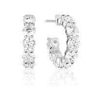 Sif Jakobs - Belluno Creolo Earrings - 925 Sterling Silver - White Zirconia - Silver Hoop Earrings - Gifts For Women
