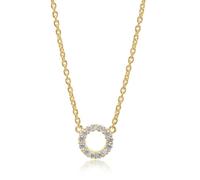 Sif Jakobs Biella Piccolo Sterling Silver Gold Plated Pavé Set Cubic Zirconia Circular Pendant Necklace