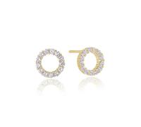 Earrings Biella Uno Piccolo - 925 Sterling Silver with 18k Gold Plating and White Zirconia (Gold)