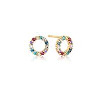 Sif Jakobs - Biella Uno Piccolo Earrings - 18k Gold Plated - Multicoloured Zirconia - Gold Stud Earrings - Gifts For Women