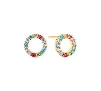 Sif Jakobs Biella Uno Piccolo Sterling Silver Yellow Gold Plated Multi-Colour Cubic Zirconia Round Stud Earrings