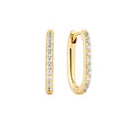Sif Jakobs Capriana Sterling Silver Yellow Gold Plated Cubic Zirconia Oval Hoop Earrings