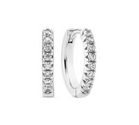 Sif Jakobs Ellera Medio Sterling Silver Cubic Zirconia Lined Huggie Hoop Earrings